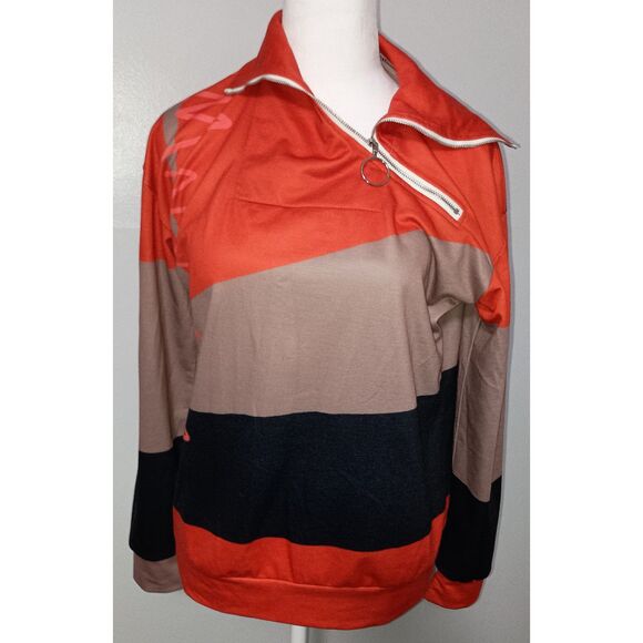 Red/Cream/Brown Athletic Jacket, Size M - Picture 1 of 6